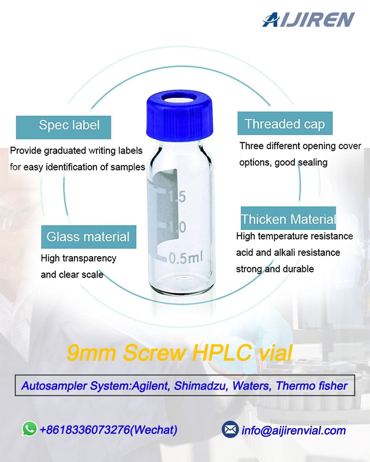 <h3>8-425 2ml Screw Neck HPLC Autosampler Vial</h3>
